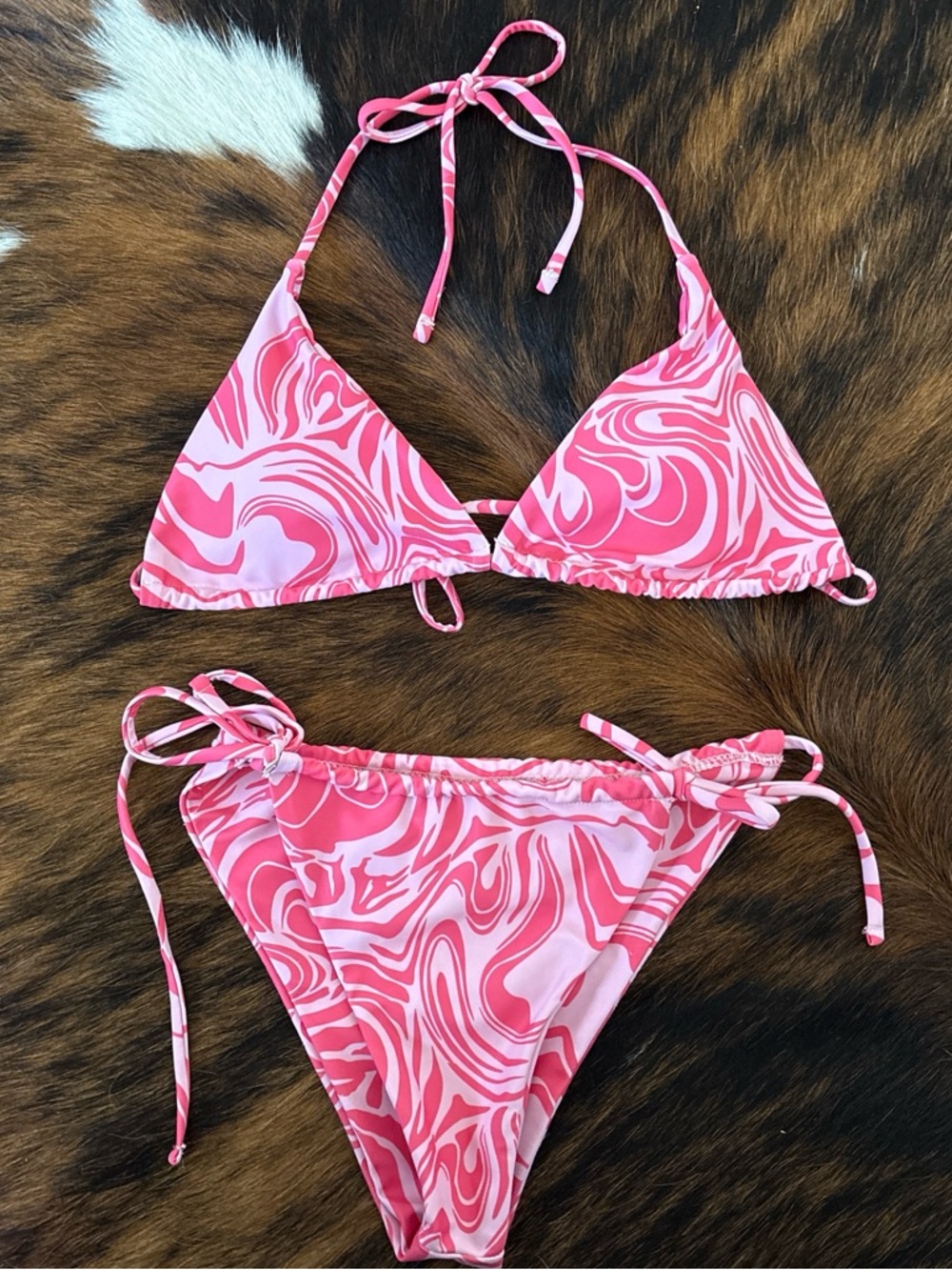 Pink Swirl String Bikini Set